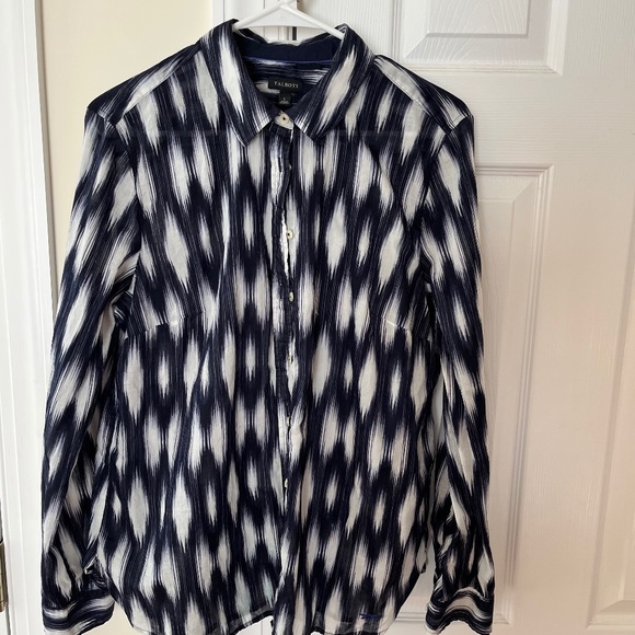 Talbots Long Sleeve Ikat Printed Blouse, Size Large - Picture 1 of 4
